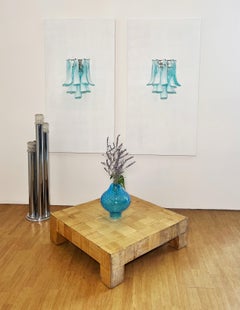 Pair of Vintage Italian Murano wall lights - Mazzega - 10 turquoise lattimo glas