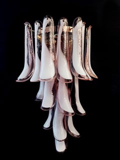 Pair of Vintage Italian Murano Wall Lights, Pink Glass Petals