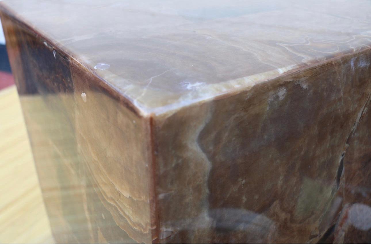 Pair of Vintage Italian Onyx Low Pedestal or End Tables For Sale 8