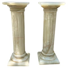 Paire de piédestaux italiens vintage en onyx, vendus individuellement