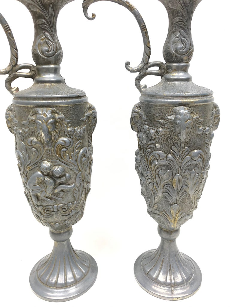 Large Art Nouveau/Renaissance Revival Irises Vase Cherub 