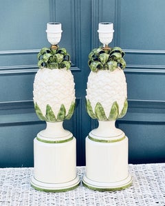 Pair Of Vintage Italian Pineapple Ceramic Table Lamps