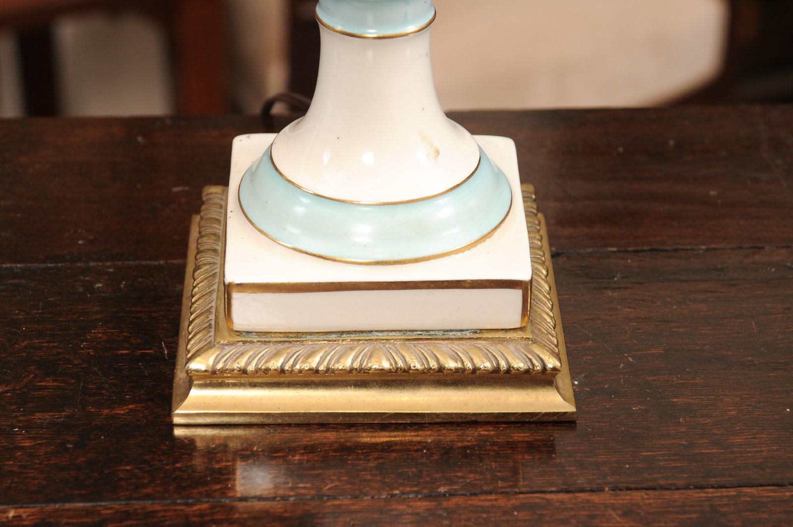 Pair of Vintage Italian Porcelain Lamps with Blue & Gilt Accents, 20th Century 6