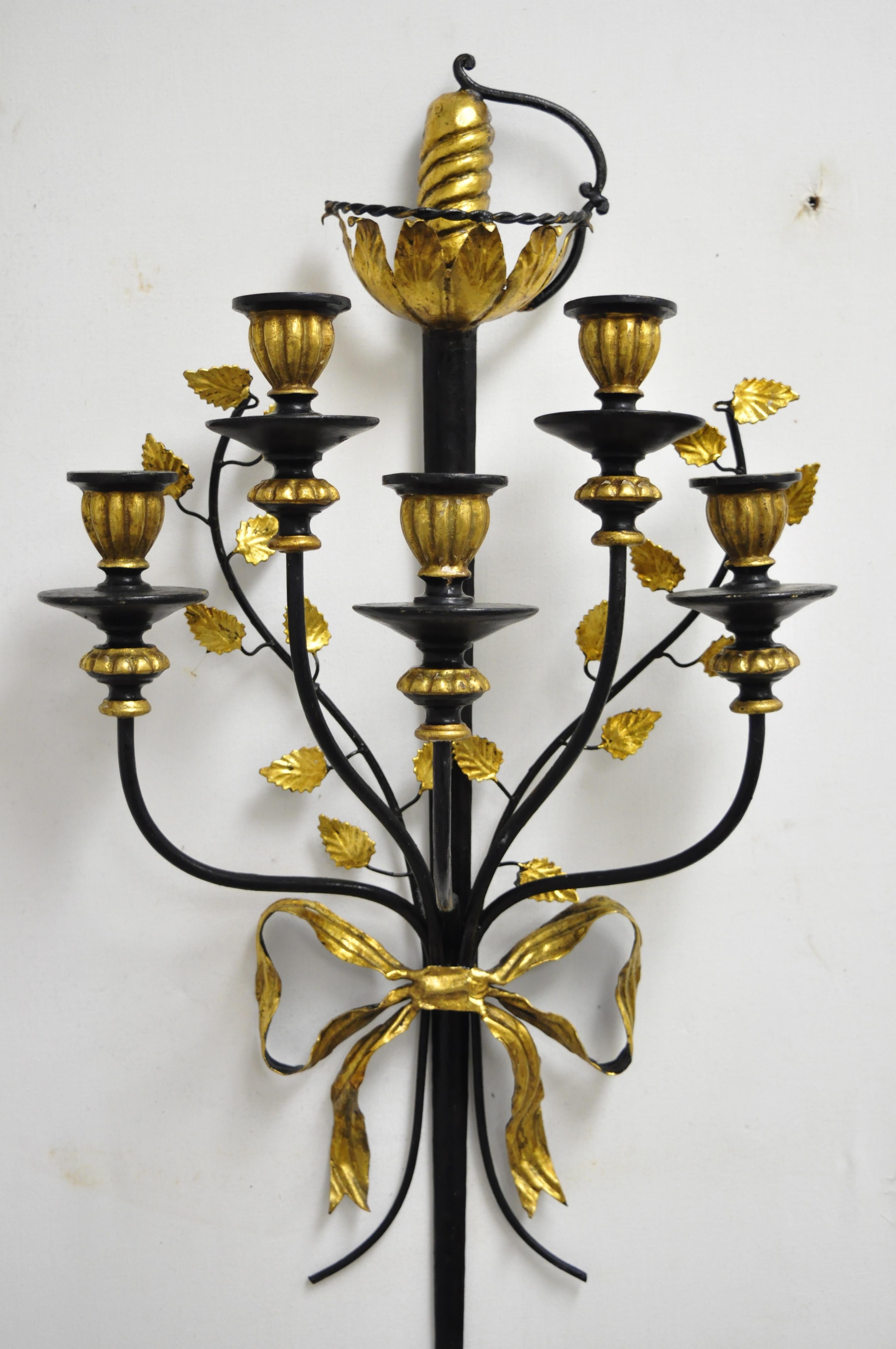 black and gold candle wall sconces