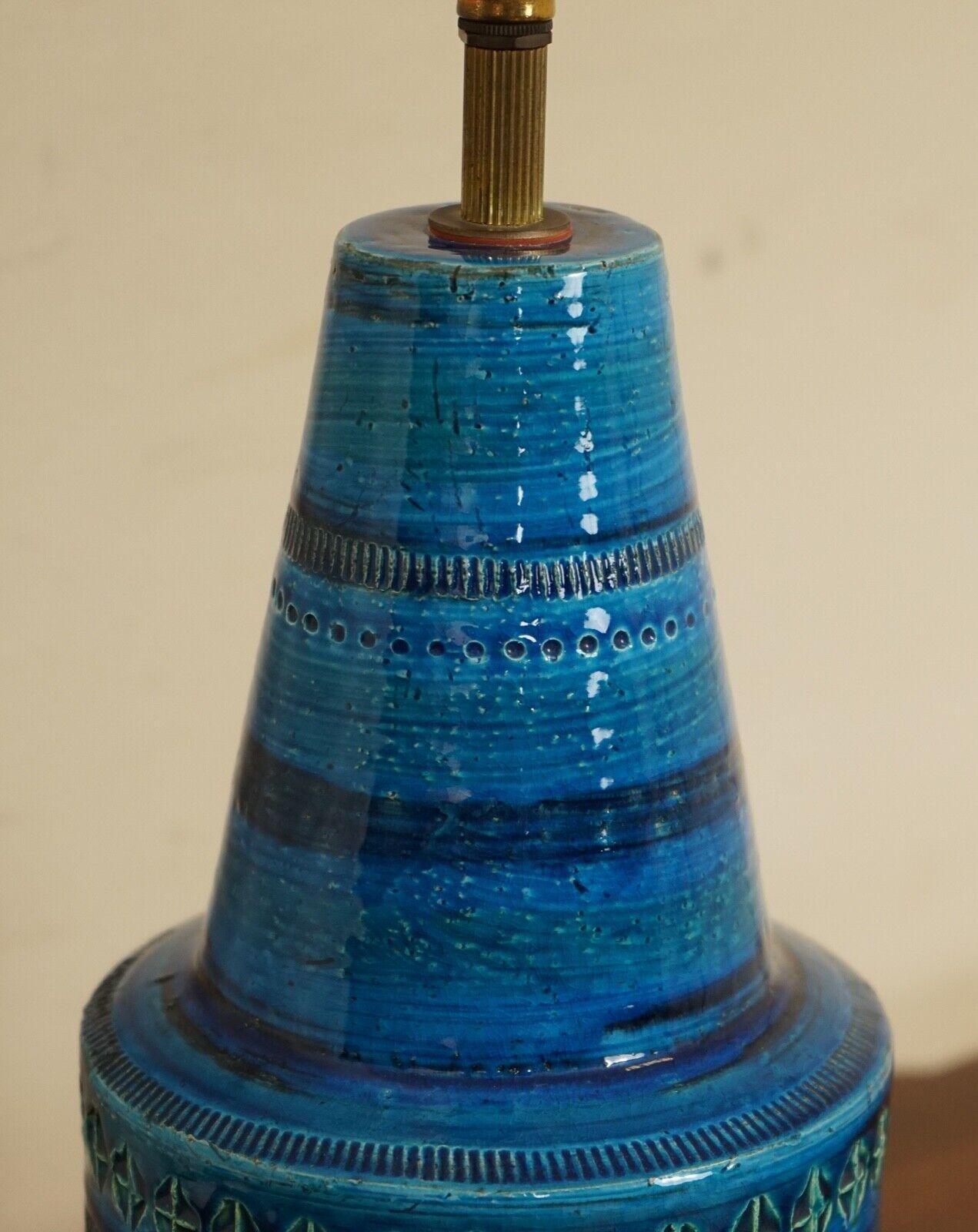 20th Century Pair of Vintage Italian Rimini Blue Ceramic Table Lamp for Bitossi