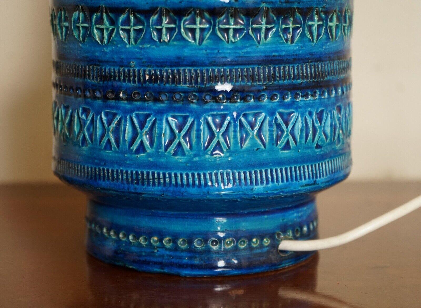 Pair of Vintage Italian Rimini Blue Ceramic Table Lamp for Bitossi 2
