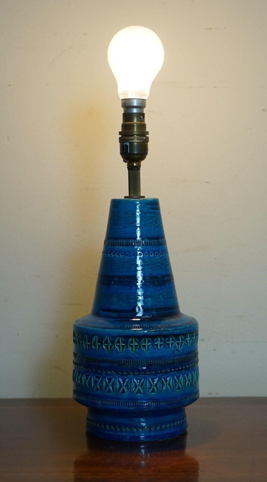 Pair of Vintage Italian Rimini Blue Ceramic Table Lamp for Bitossi 5