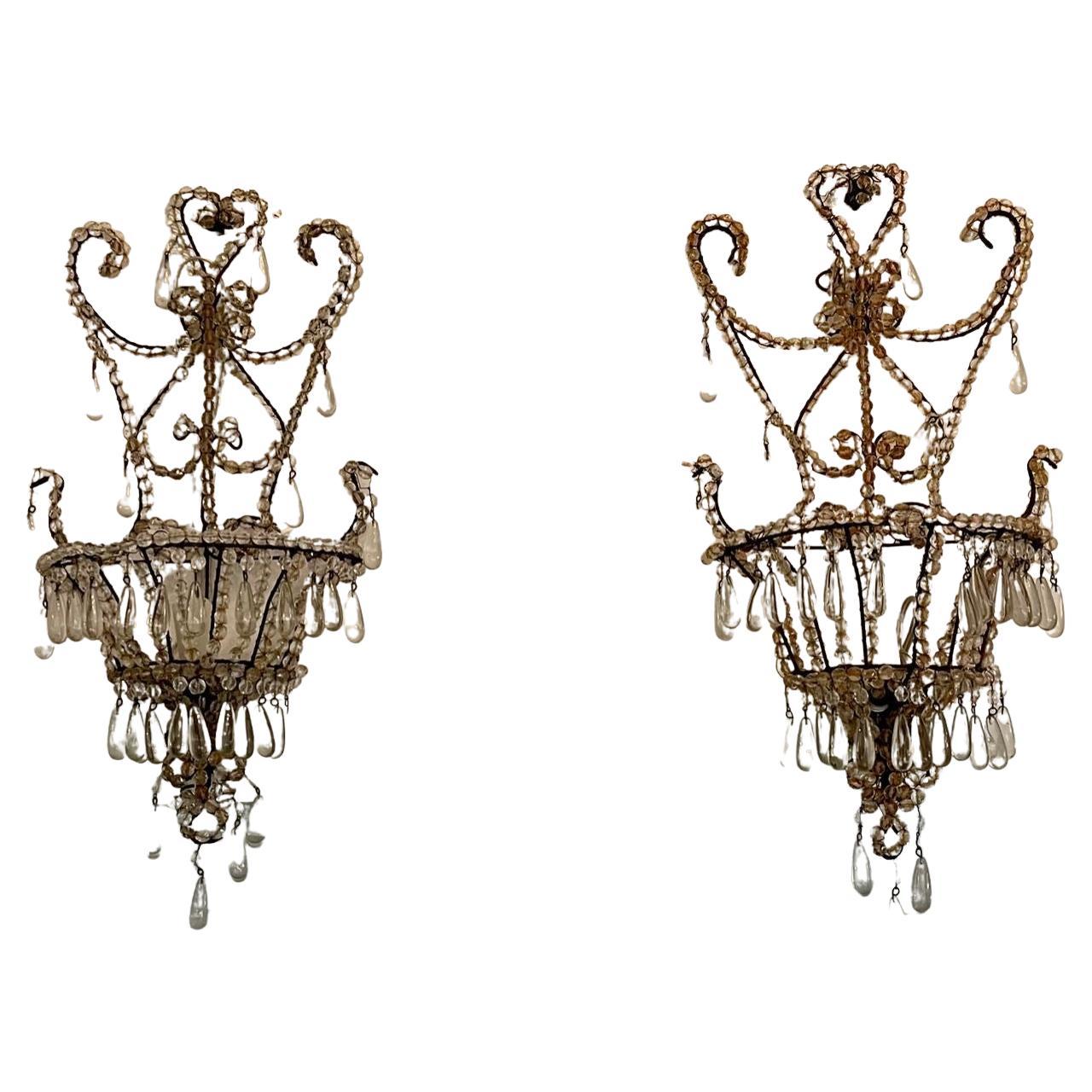 Pair of Vintage Italian Sconces After Bagues For Sale