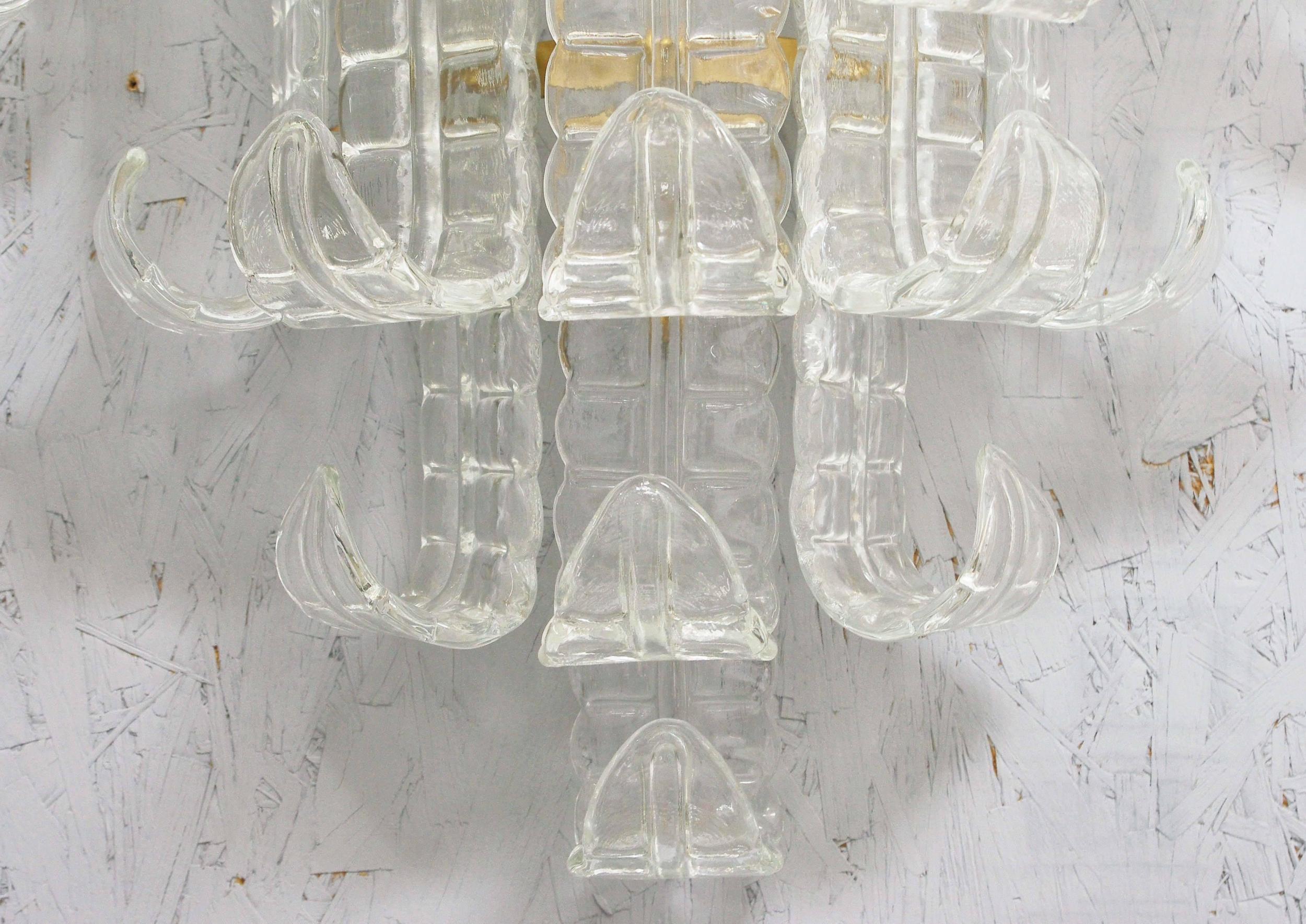 Pair of Vintage Italian Sconces Clear Murano Glass Designed by Barovier e Toso 3
