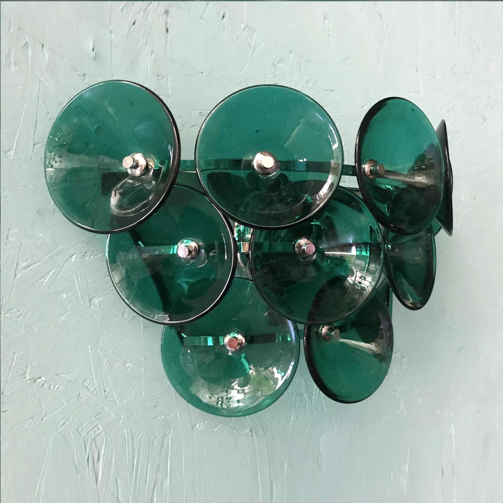 Pair of Vintage Italian Sconces Murano Glass Designed by Visoti In Good Condition In Los Angeles, CA