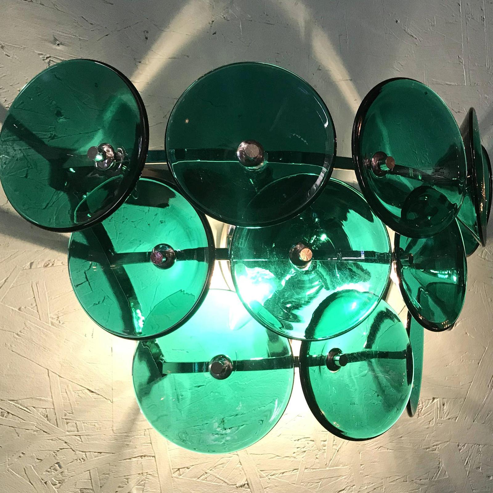 Late 20th Century Pair of Vintage Italian Sconces Murano Glass Designed by Visoti