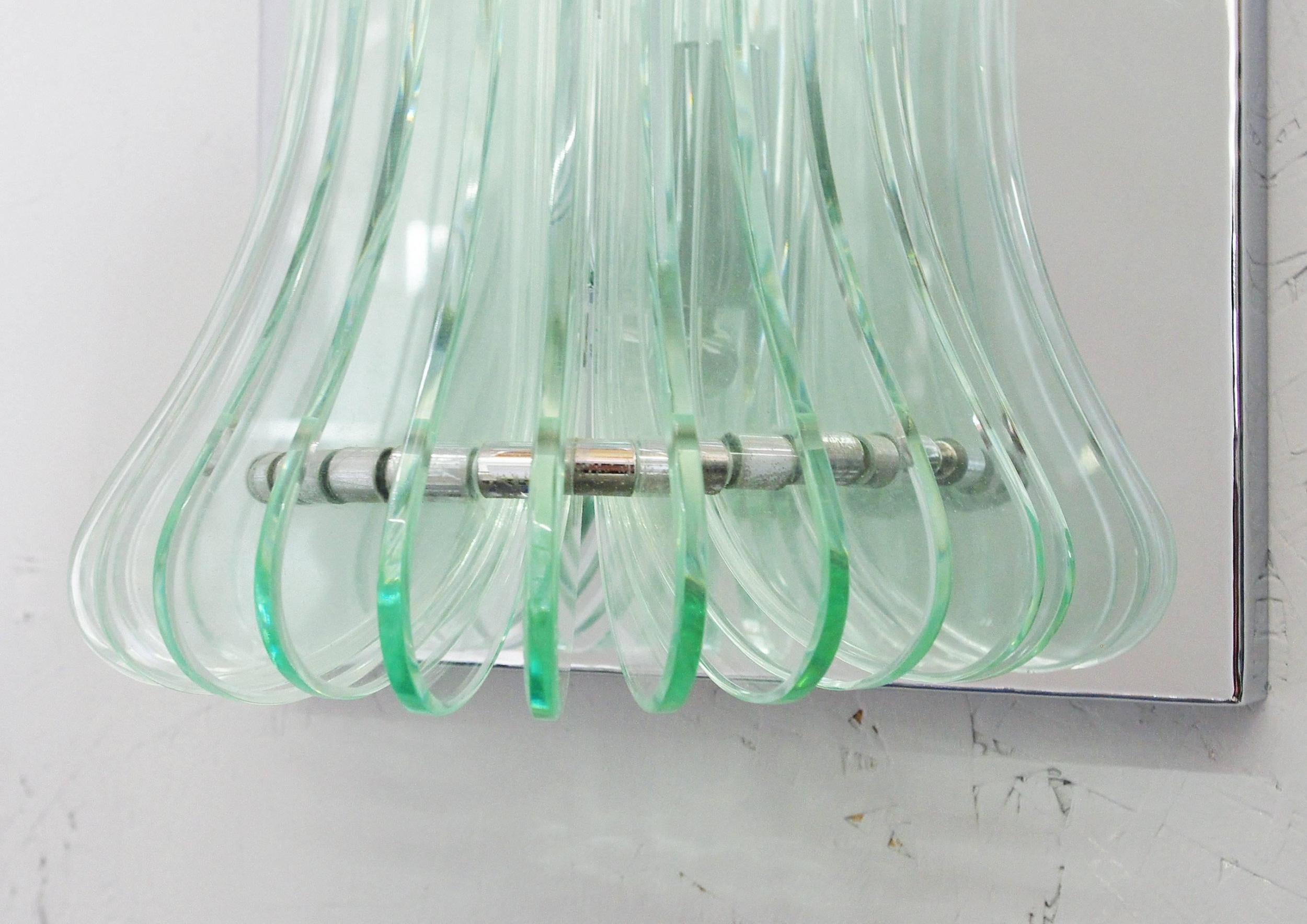 Pair of Vintage Italian Sconces w/ Beveled Glass Designed by Cristal Arte, 1960s For Sale 2