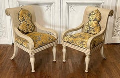 Paar italienische Vintage-Sessel mit Schnörkelrückenlehne
