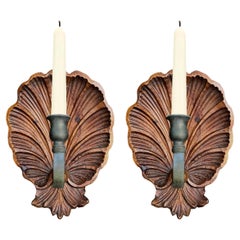 Pair of Retro Italian Shell Candle Sconces