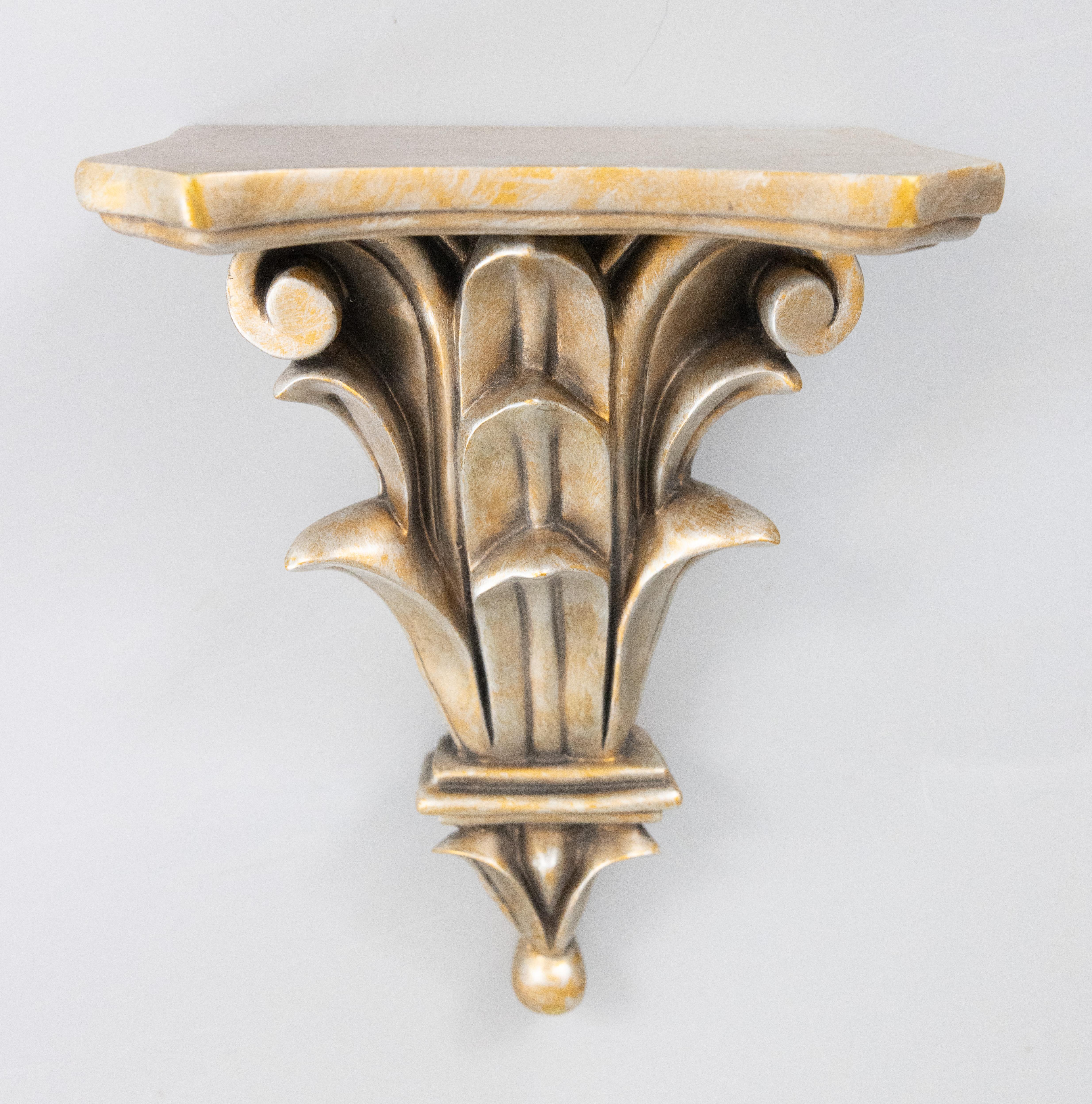 Paar italienische vergoldete Vintage-Wandhalterungen aus Silber und Gold in Silber im Zustand „Gut“ im Angebot in Pearland, TX