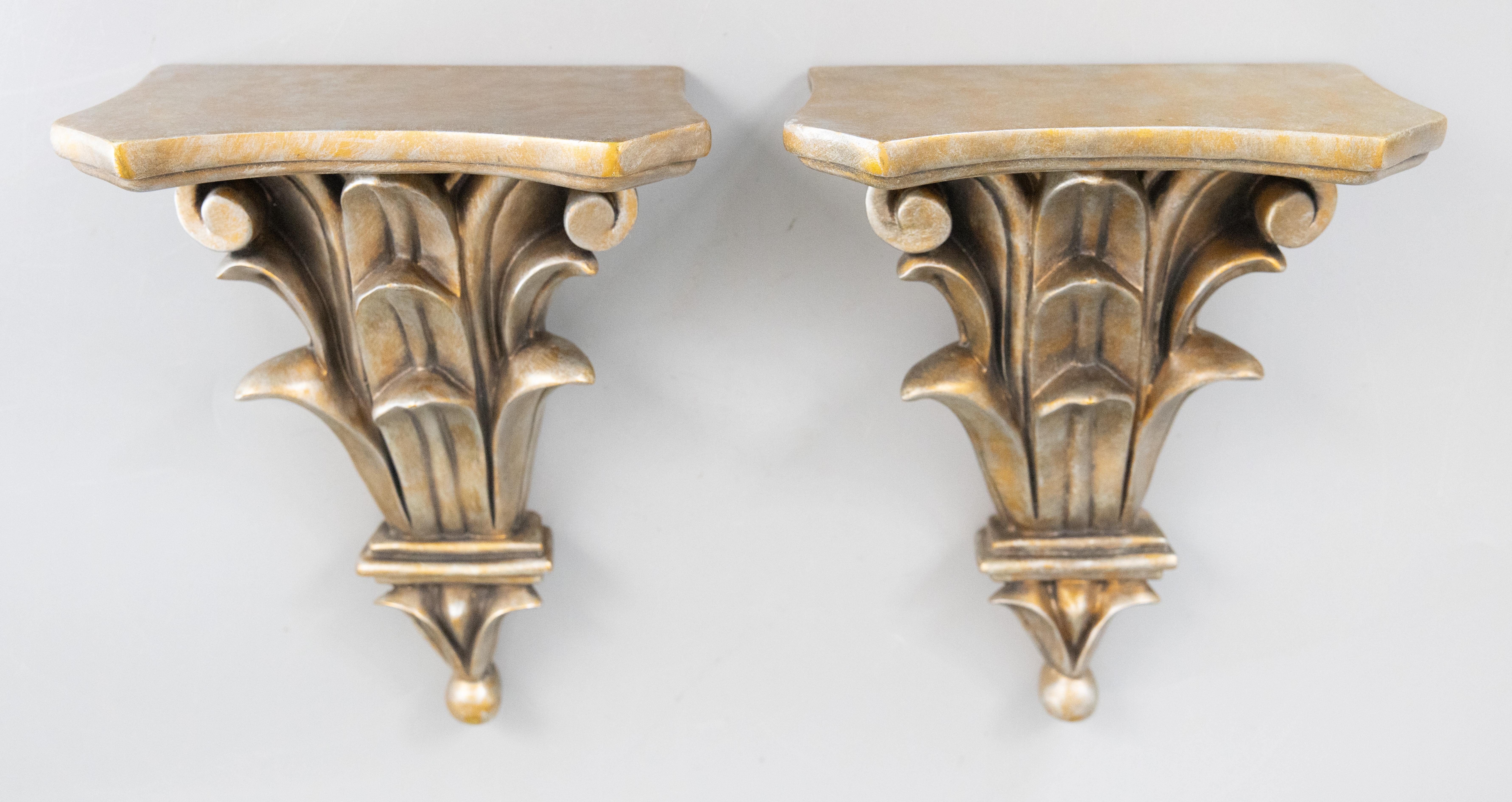 Paar italienische vergoldete Vintage-Wandhalterungen aus Silber und Gold in Silber im Angebot 2