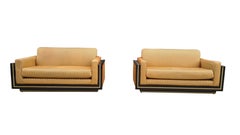 Pair of Vintage Italian Sofas, 1970s, Vintage Lacquered Sofas, Hollywood Regen
