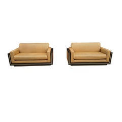 Pair of Vintage Italian Sofas, 1970s, Vintage Lacquered Sofas, Hollywood Regen