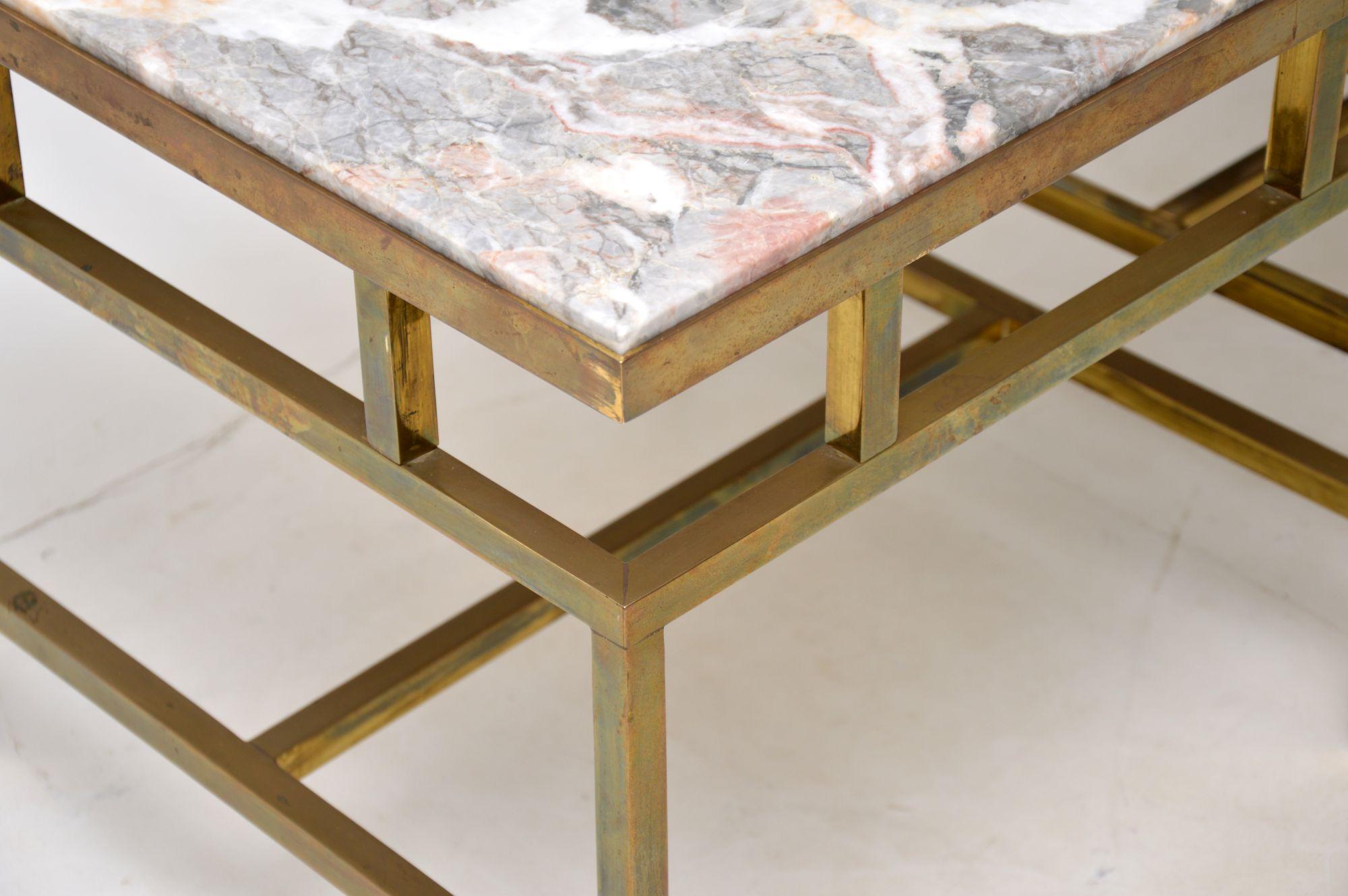 Pair of Vintage Italian Solid Brass & Marble Side Tables 5