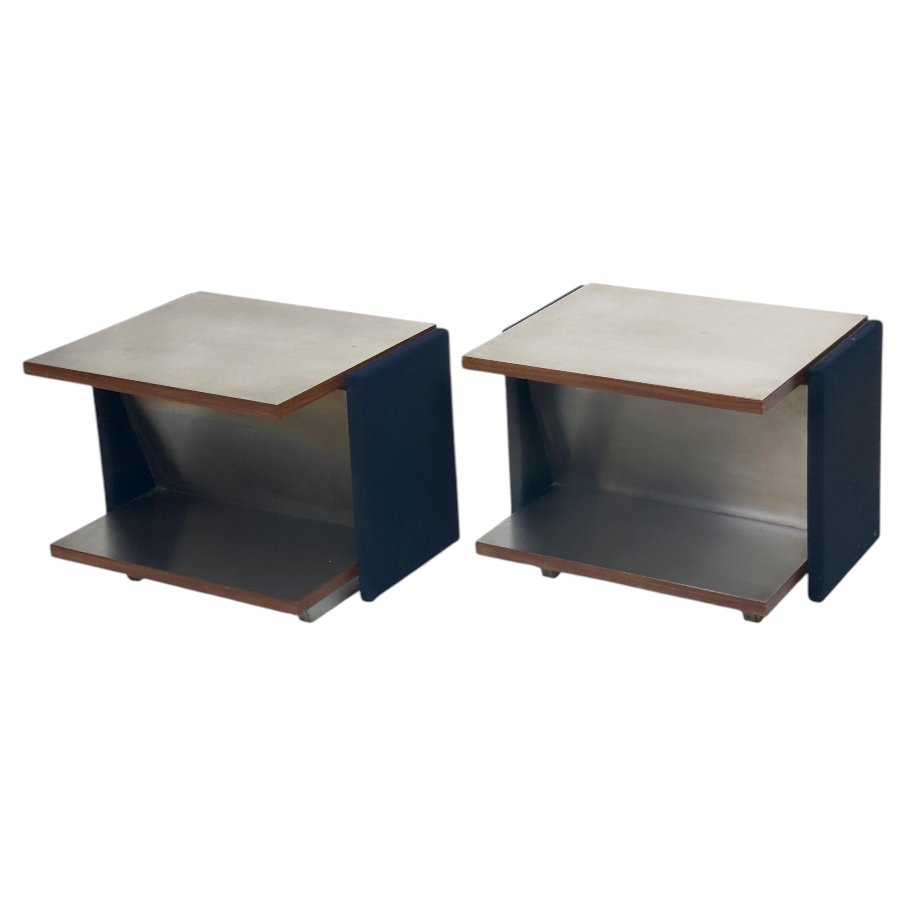 Pair of Vintage Italian Stainless Steel-Clad Side Tables, 1970s