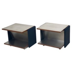 Pair of Vintage Italian Stainless Steel-Clad Side Tables, 1970s