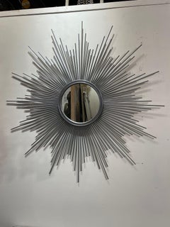 Paire de miroirs italiens vintage en acier Sunburst
