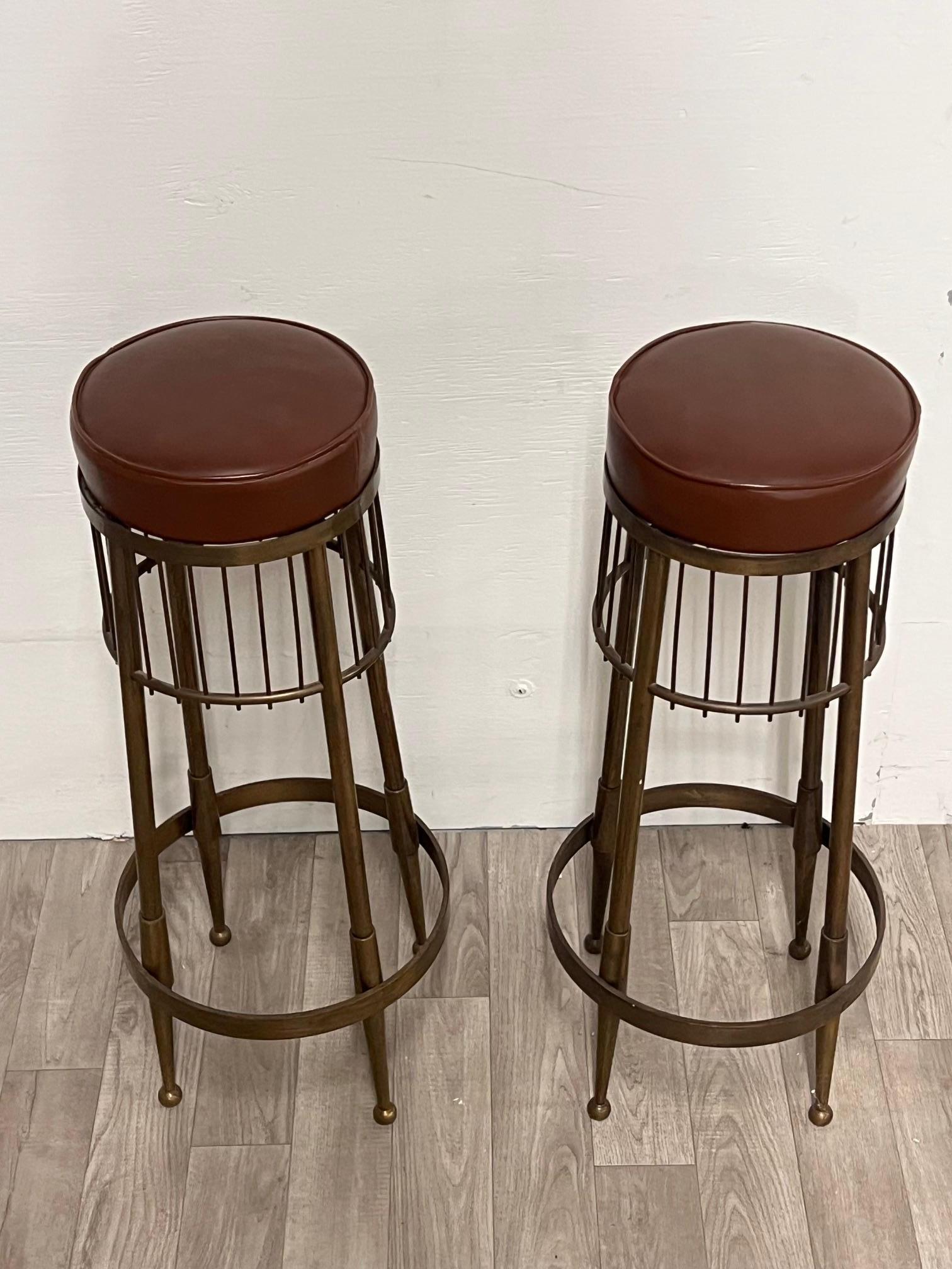 Leather Pair of Vintage Italian Stools For Sale
