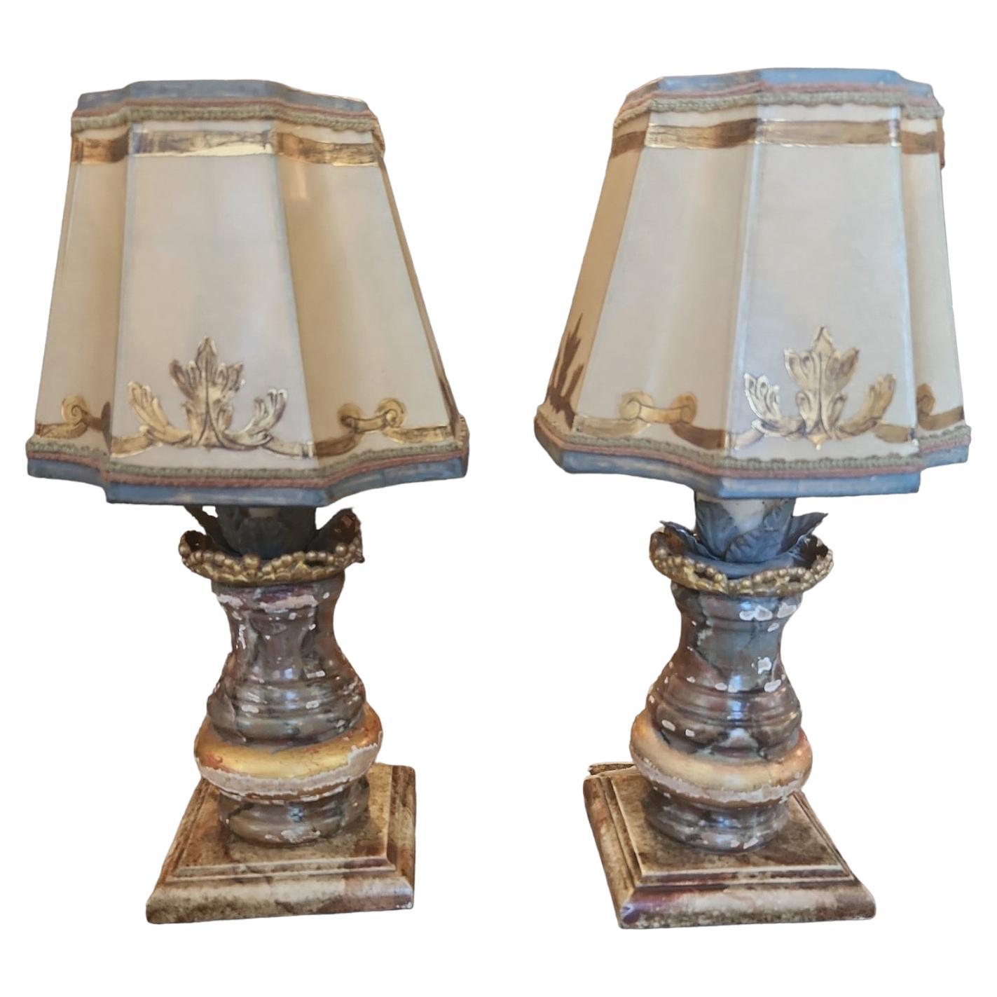 Pair of Vintage Italian Style Fragment Lamps For Sale