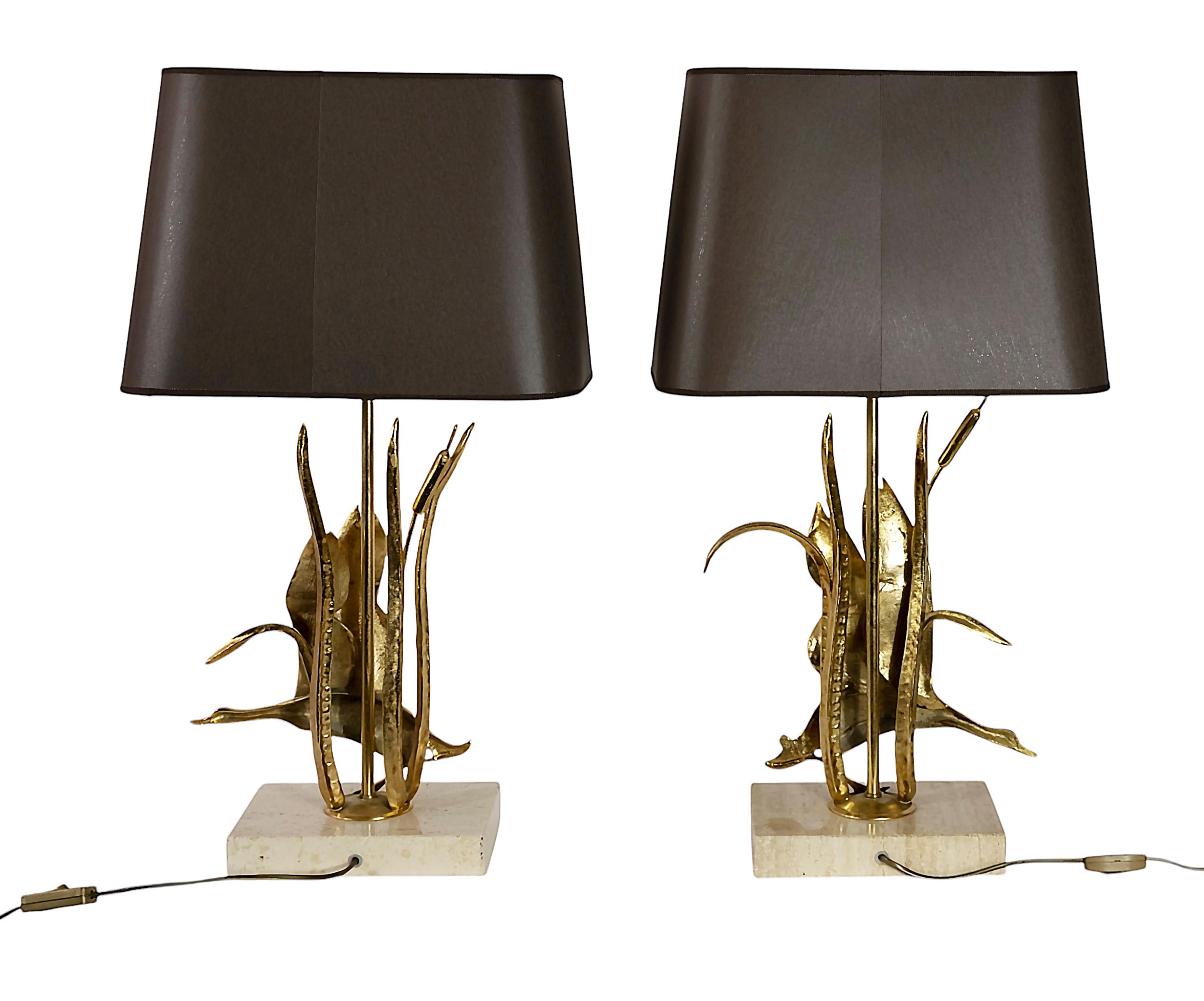 Pair of Vintage Italian Table Lamps with Bird Figures by Lanciotto Galeotti For Sale 1
