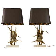 Pair of Vintage Italian Table Lamps with Bird Figures by Lanciotto Galeotti