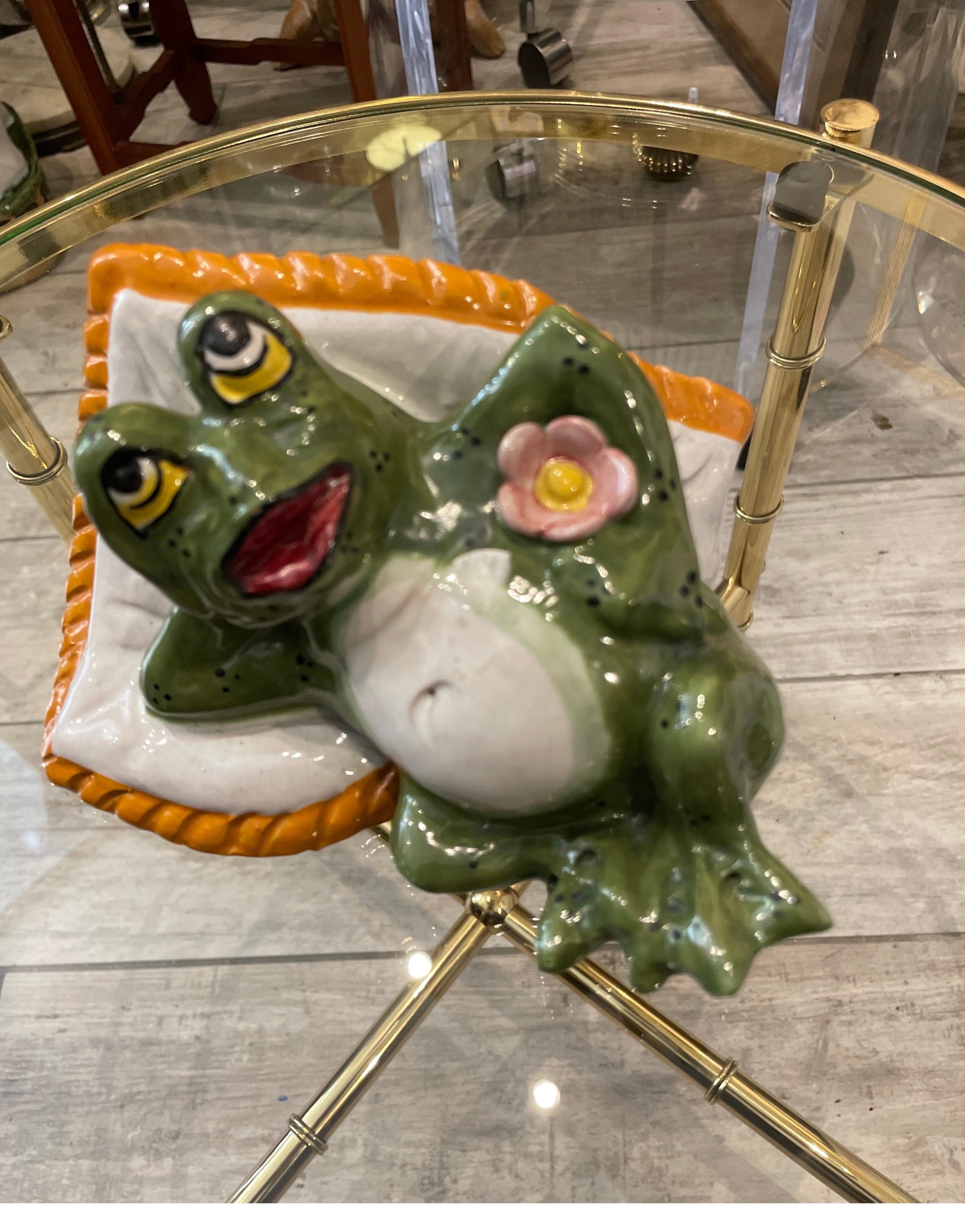 20th Century Pair of Vintage Italian Terracotta Frog Bookends For Sale