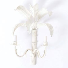 Pair of Vintage Italian Tole Palm Tree Wall Sconces