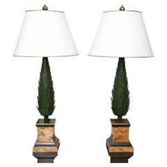 Pair of Vintage Italian Tole Topiary Lamps