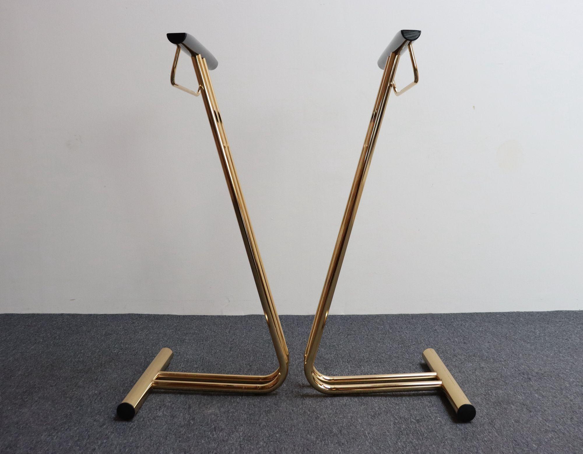 Pair of Vintage Italian Valets / Dress Boys in Polished Brass and Lacquered Wood For Sale 14