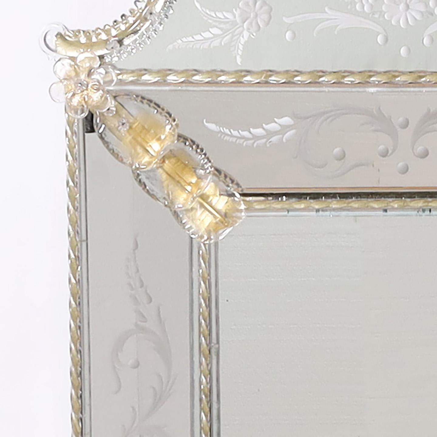 Pair of Vintage Italian Etched Wall Mirrors For Sale at 1stDibs
