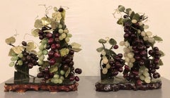 Pair of Jade and Amethyst Colored Hard Stone And Glass Group of Grapes Tableware