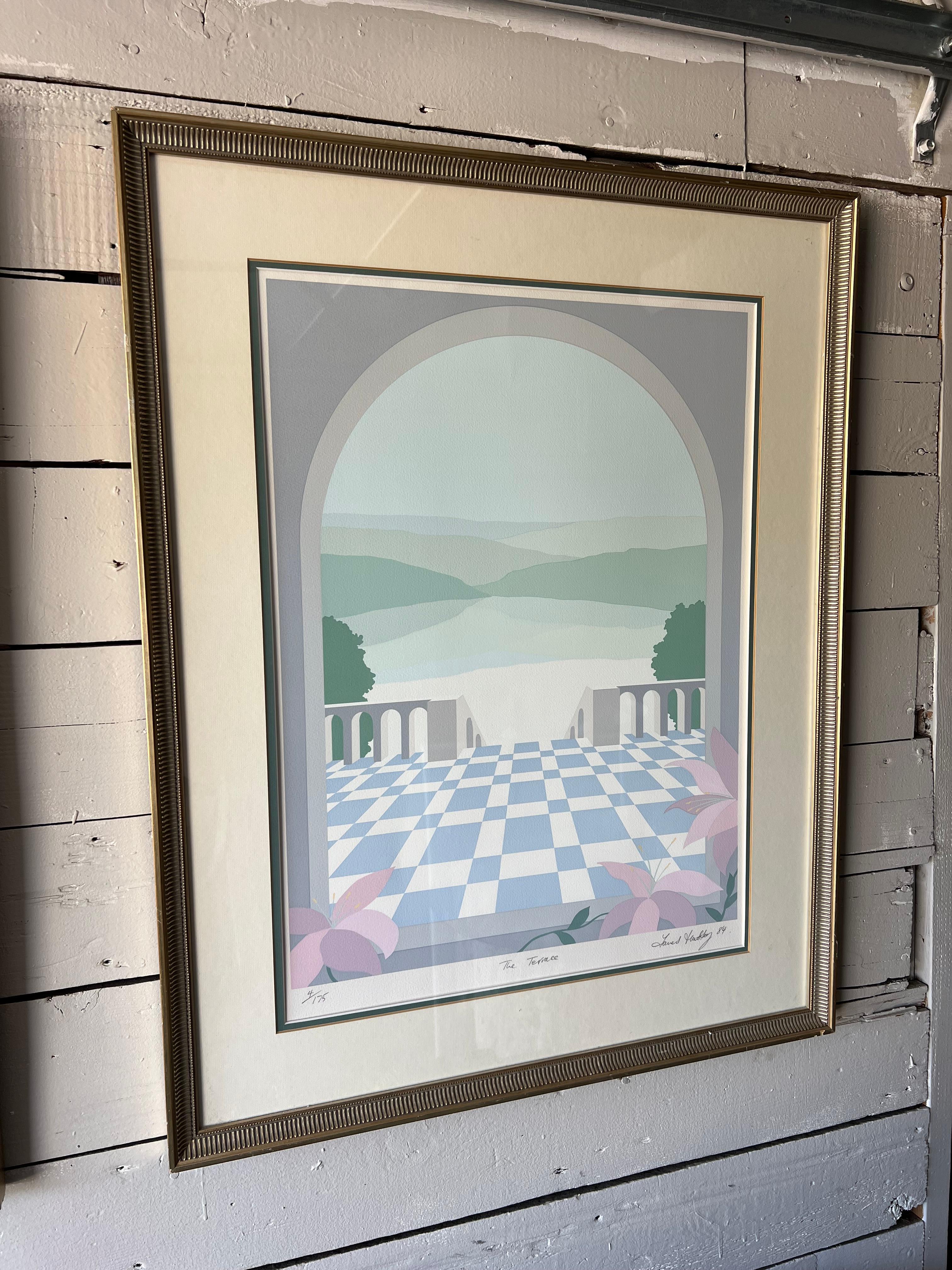Unknown Pair of Vintage James Hussey Numbered Lithographs “The Castle” and “The Terrace”