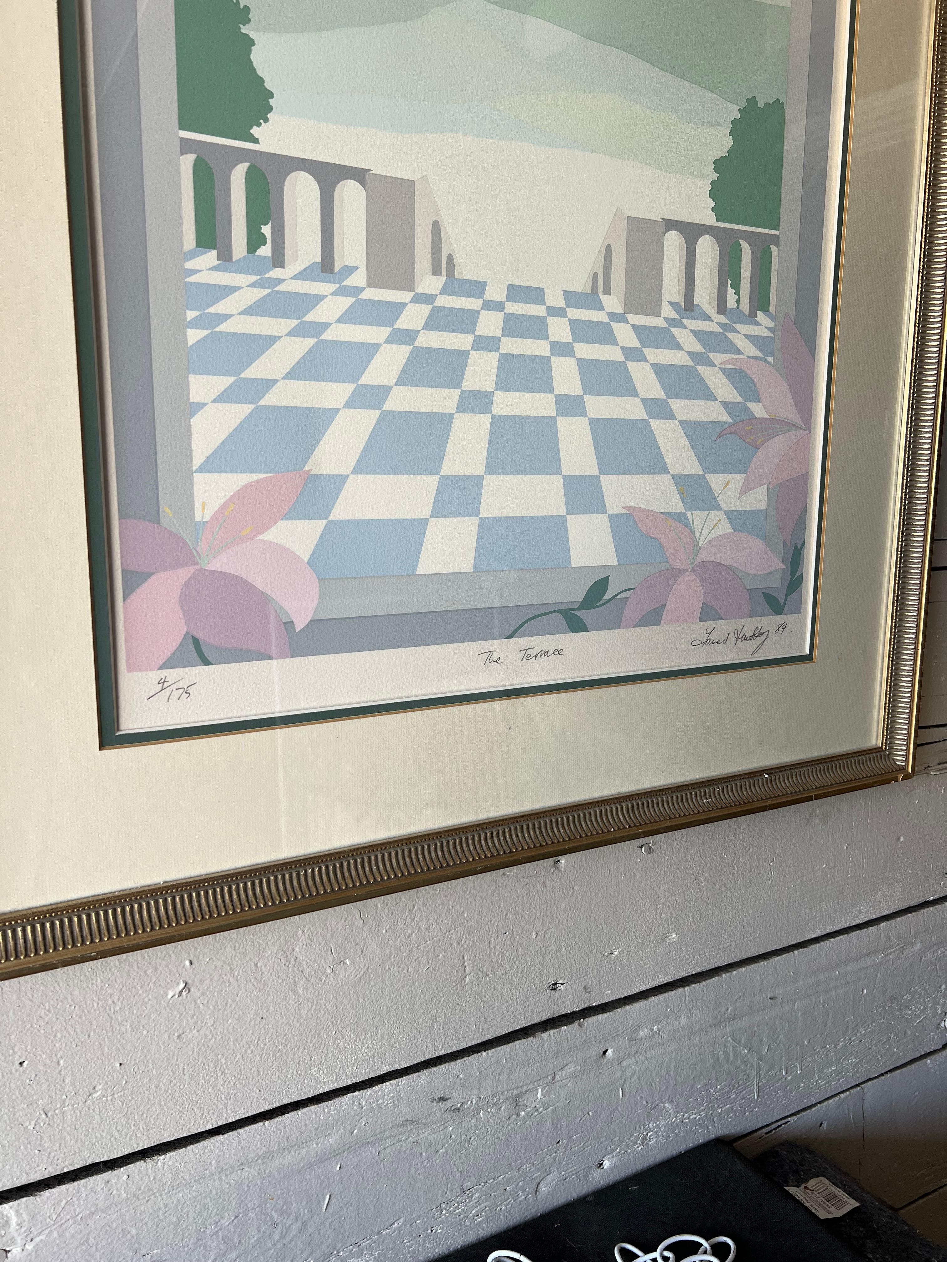 Pair of Vintage James Hussey Numbered Lithographs “The Castle” and “The Terrace” In Good Condition In Los Angeles, CA