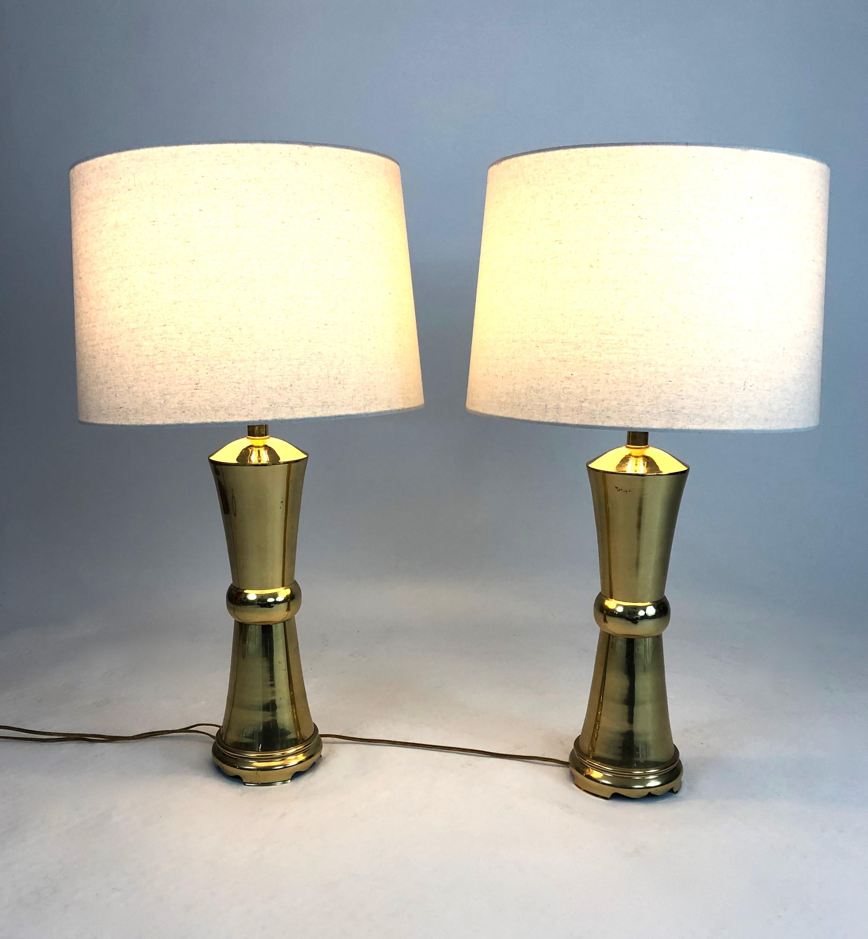 Pair of Vintage James Mont Style Brass Lamps In Good Condition In Essex, MA