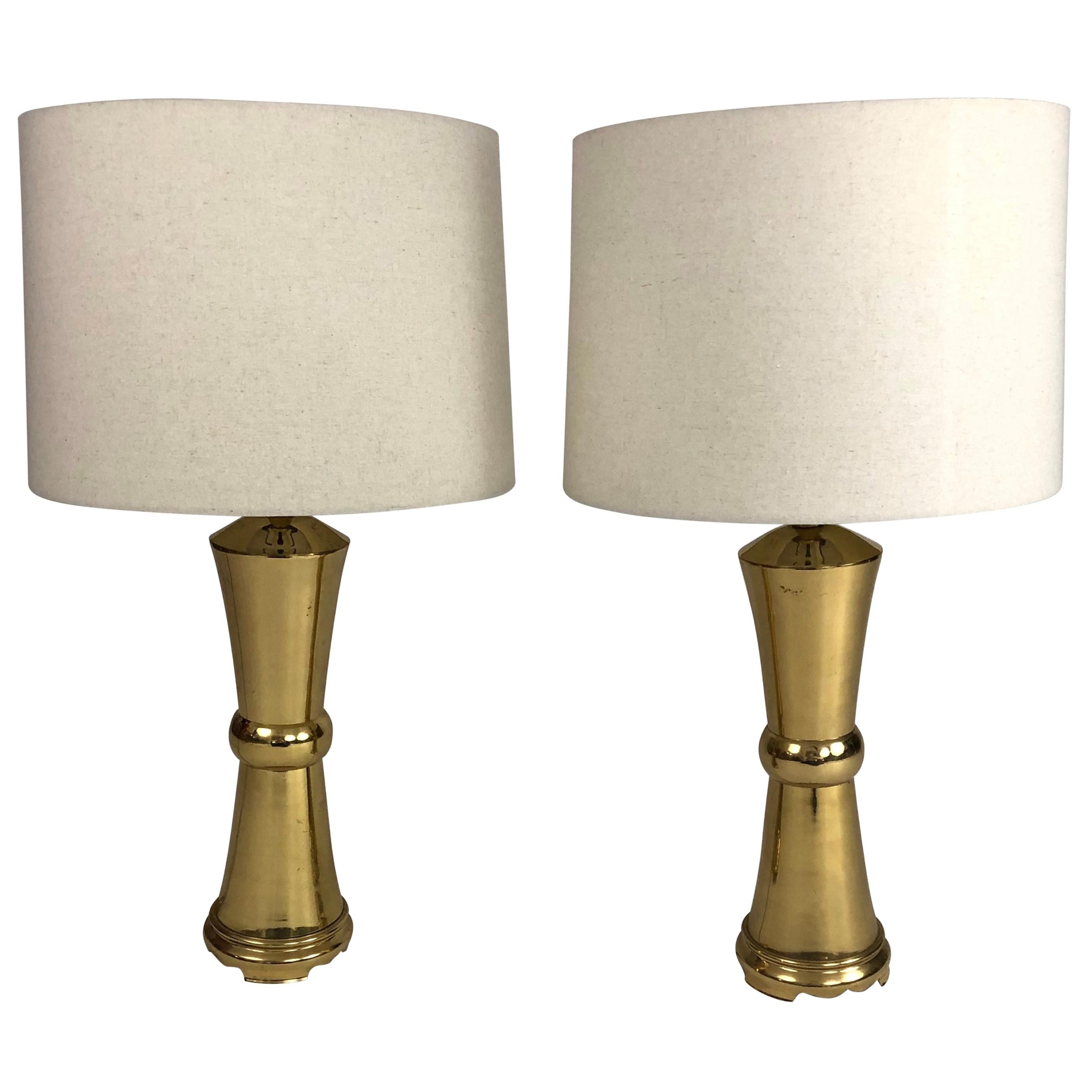 Pair of Vintage James Mont Style Brass Lamps