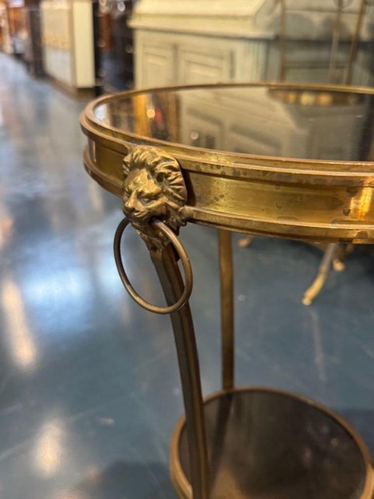 Pair of Vintage Jansen Manner Gilt Bronze and Marble Side Tables In Good Condition For Sale In Dallas, TX