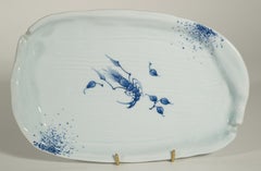 Pair of Vintage Japanese Arita Imari Blue and White Serving Trays Platters