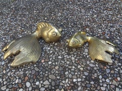 Pair of Vintage Japanese Brass Koi Fish