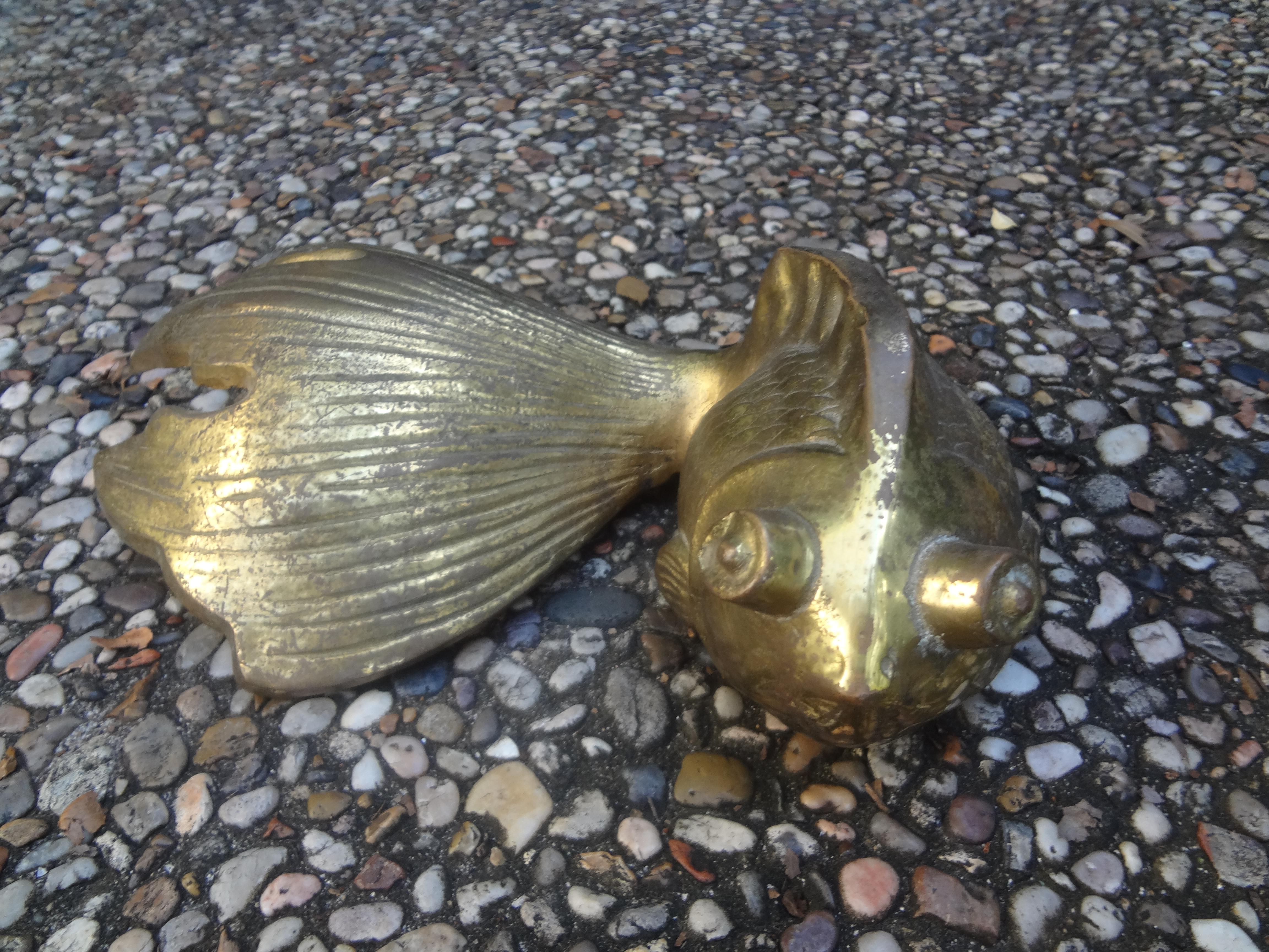 Mid-20th Century Pair of Vintage Japanese Brass Koi Fish