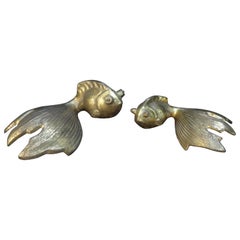Pair of Vintage Japanese Brass Koi Fish