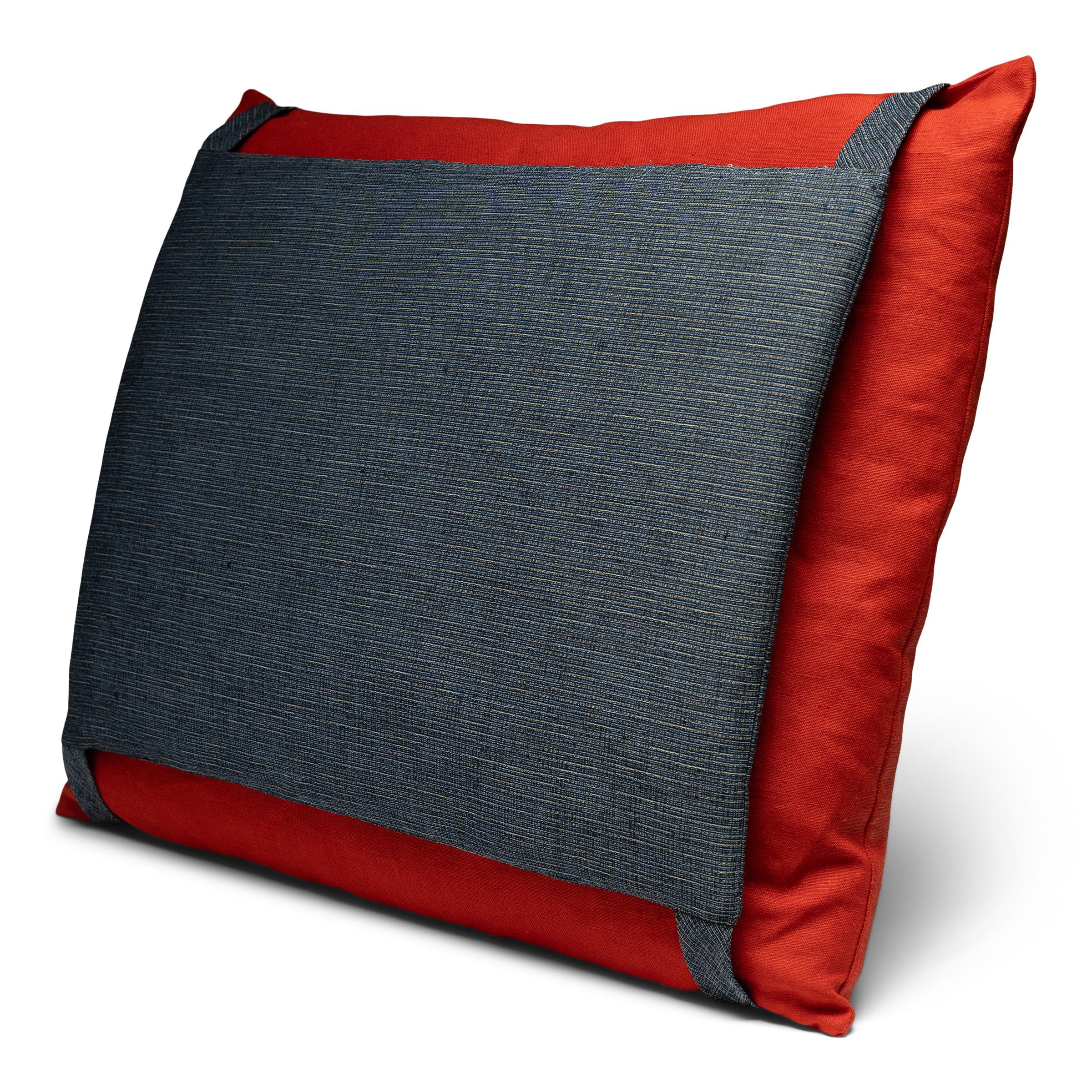 American Pair of Vintage Japanese Indigo Obi Pillows For Sale
