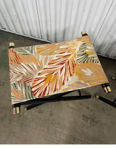 Coppia di sgabelli Foldes giapponesi d'epoca con copertura Obi