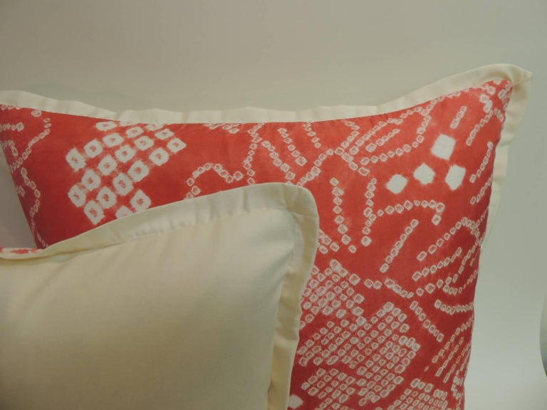 Pair Of Vintage Japanese Pink And White Obi Decorative Pillows For