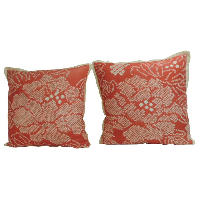 Pair Of Vintage Japanese Pink And White Obi Decorative Pillows For Sale At 1stdibs