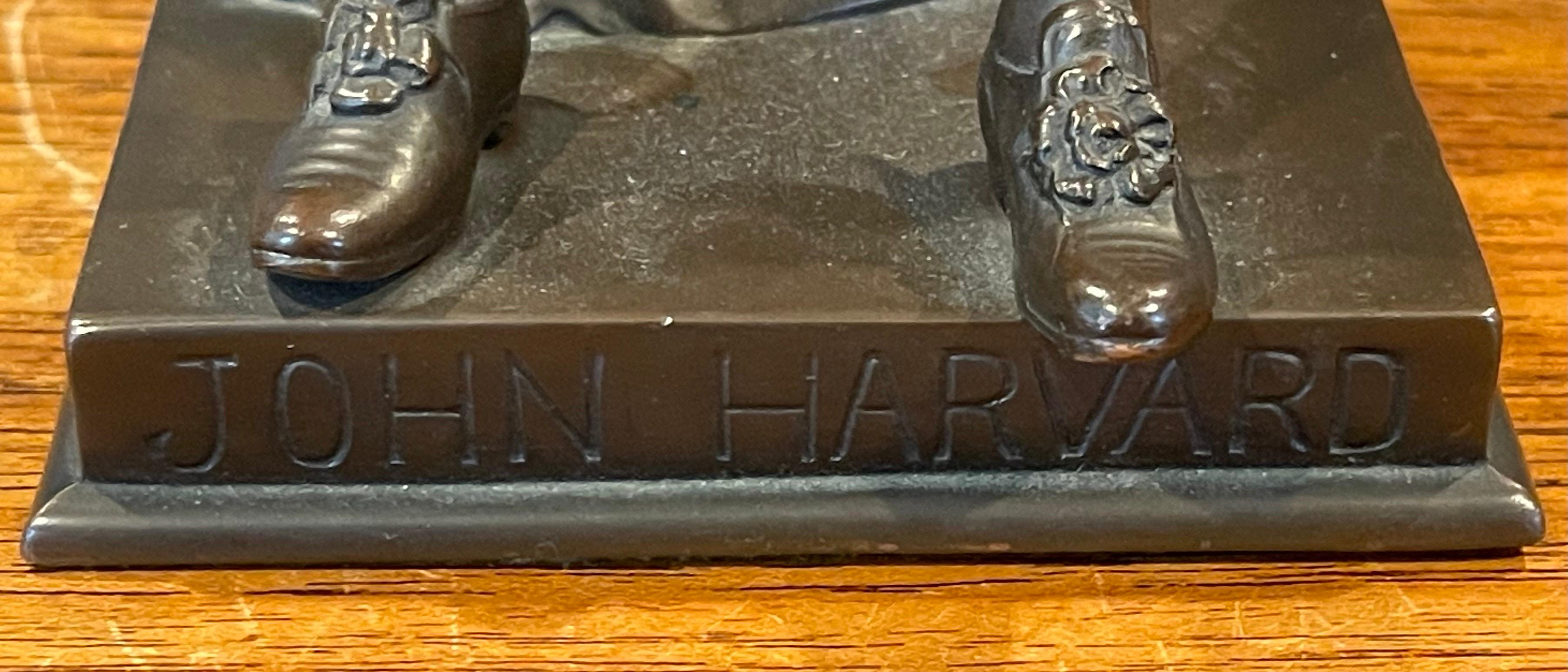 Pair of Vintage John Harvard Bronze Bookends by Jennings Brothers  9